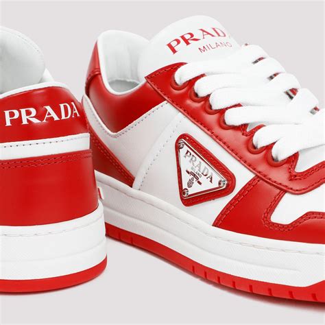 prada red botton shoe|red and white prada shoes.